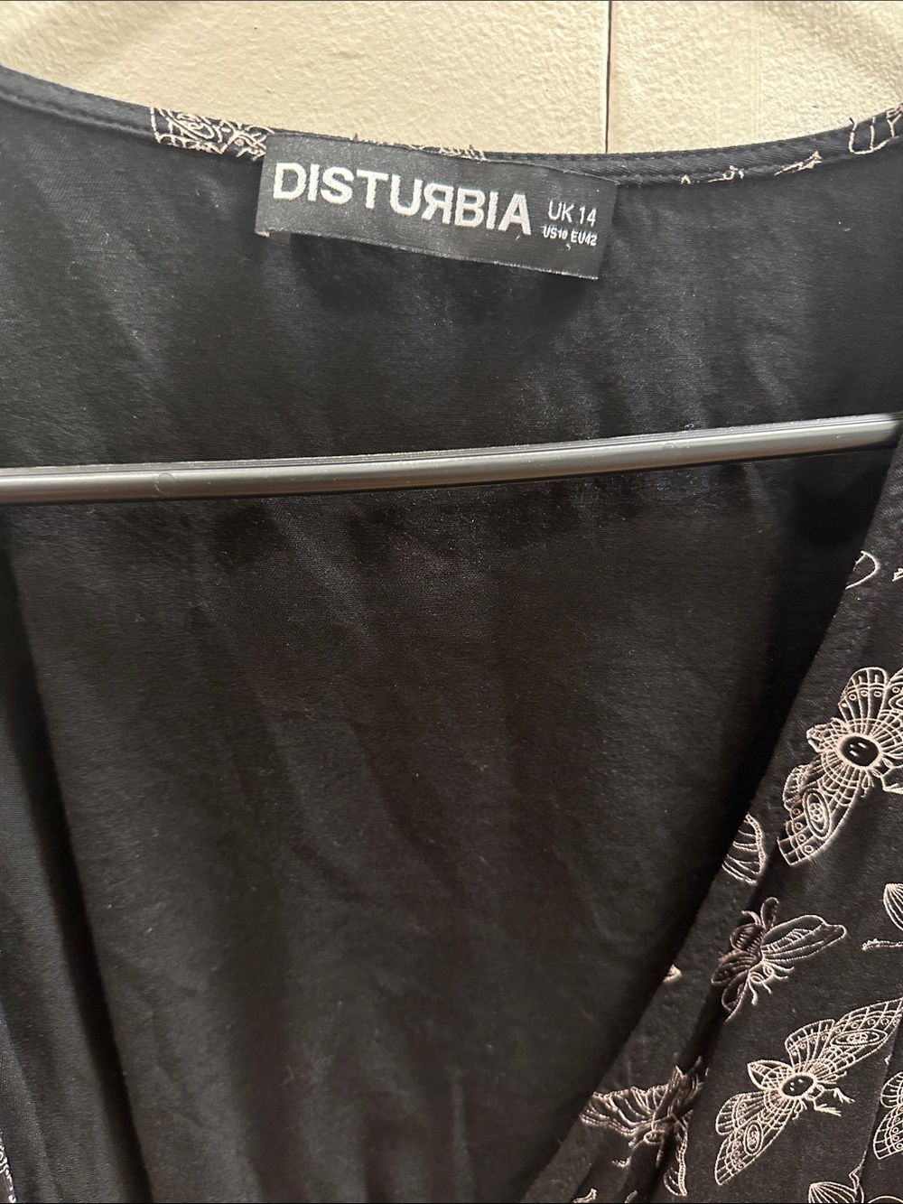 DISTURBIA Goth Grunge Cottagecore Mortmoth Crop Cropped Top sz US 10 UK 14 EU 42 - Picture 2 of 4